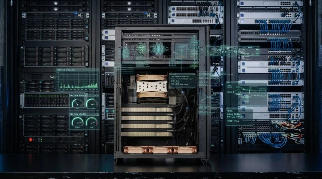 Сервер AMK LLM 384 с четырьмя NVIDIA RTX PRO 6000 для корпоративного ИИ